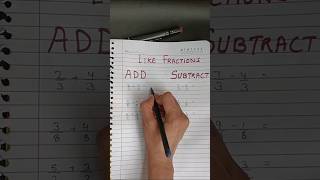 Maths Fractions | Addition | Subtraction | Class 4, 5 , 6, 7 &amp; 8 #fractions #addition #subtraction