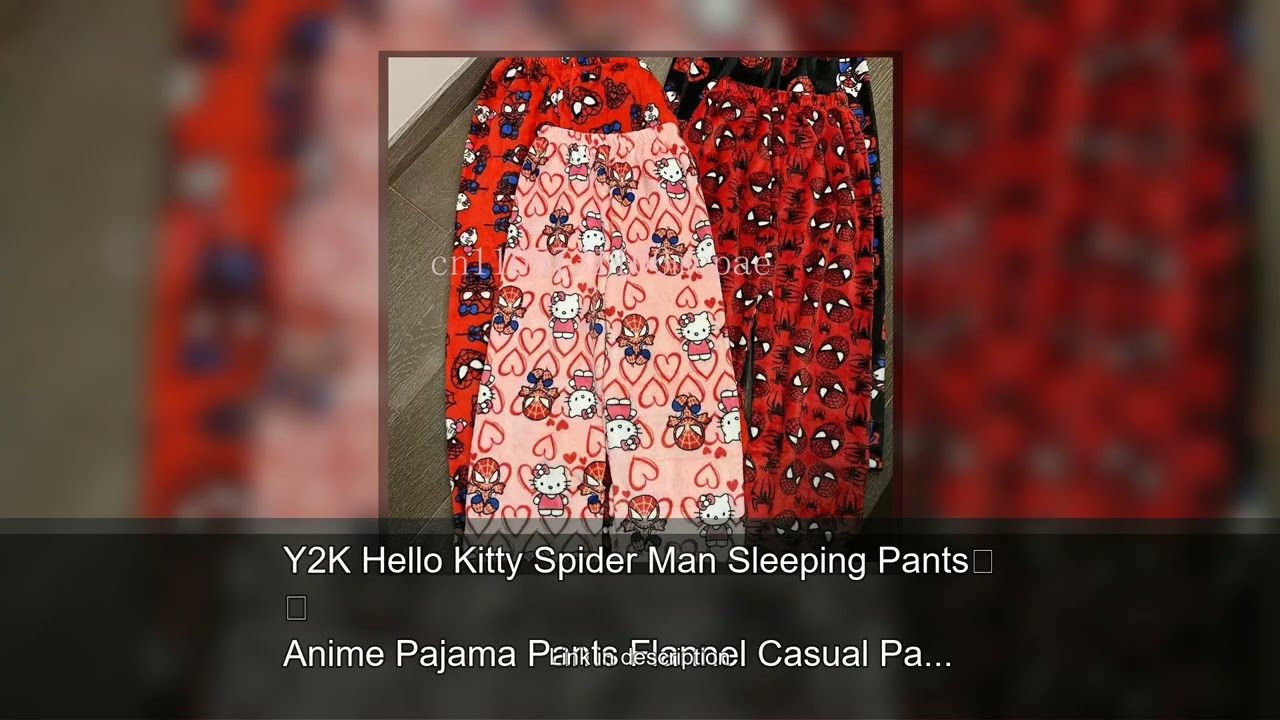 Y2K Hello Kitty Spider Man Sleeping Pants Anime Pajama Pants Flannel Casual Pants Cartoon Comfy