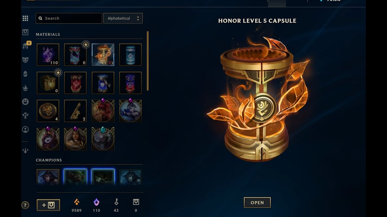 Opening a Honor Level 5 Capsule 2024 Honor Rewards League of