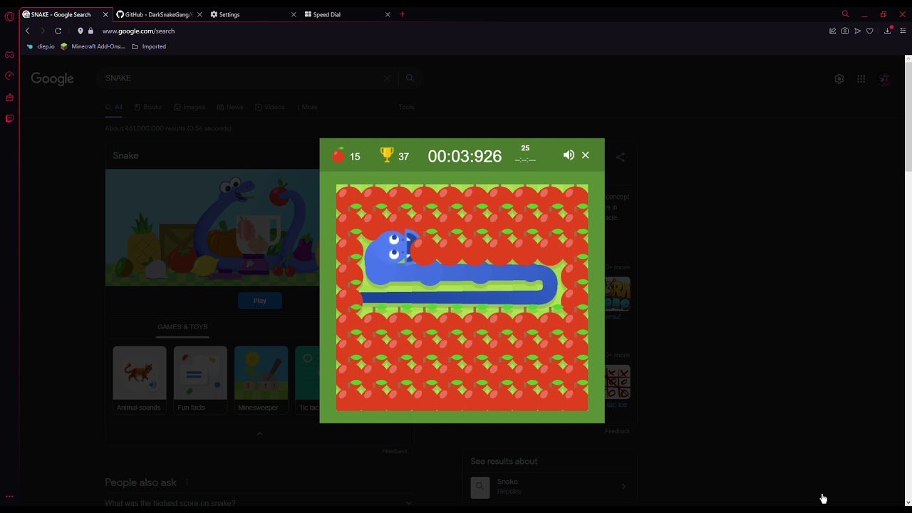 197th place on Google Snake Game : r/speedrun