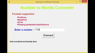 Number to Words Converter App using Tkinter in Python