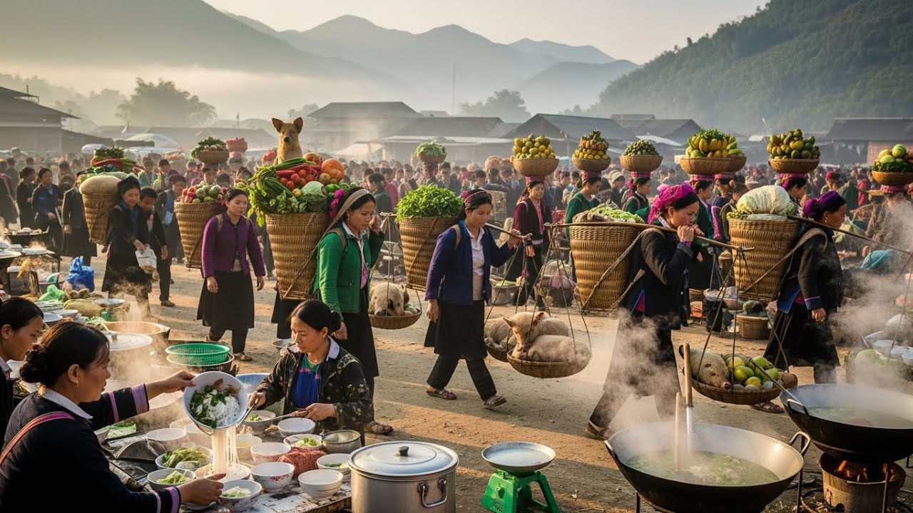 A famous tourist destination - Hmong Market - Bac Ha, where many unique items are sold 