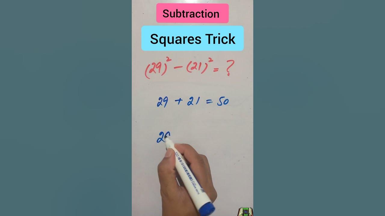 Subtracting Square Trick math shorts difference YouTube