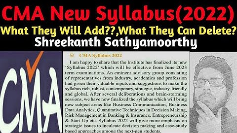 CMA New Syllabus 2022|Tamil|Shreekanth