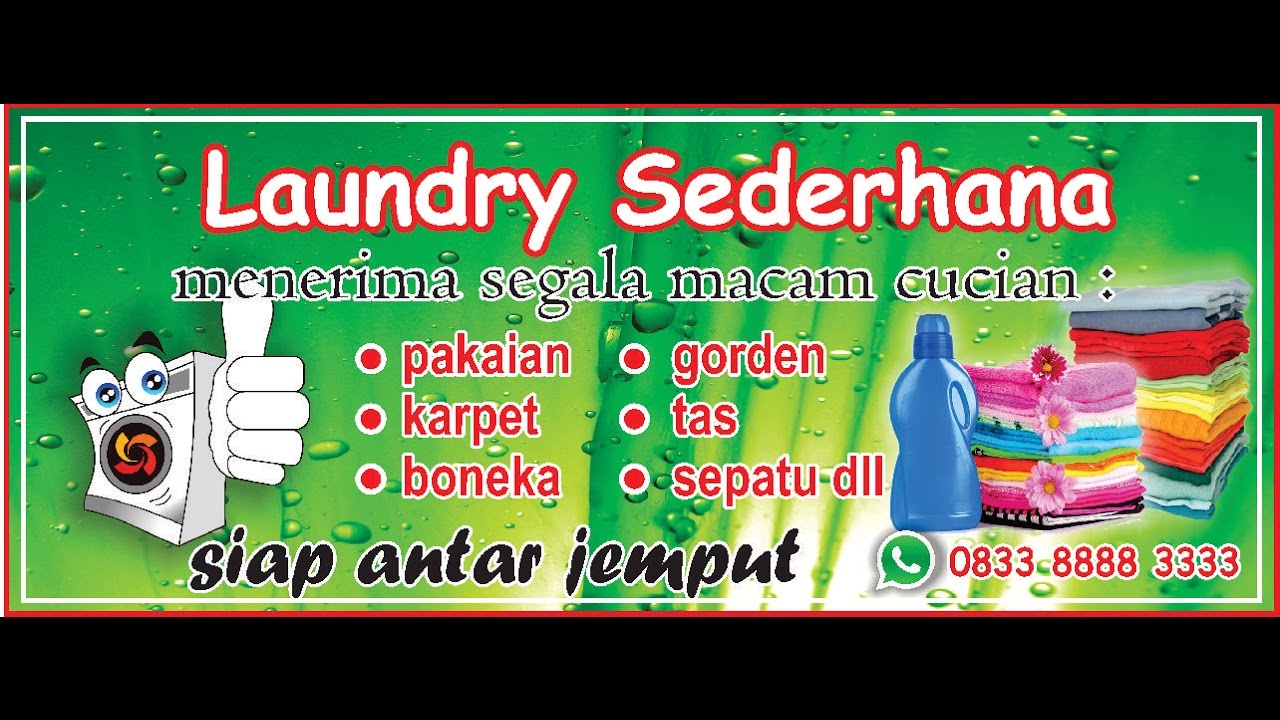 Cara membuat spanduk laundry coreldraw - YouTube