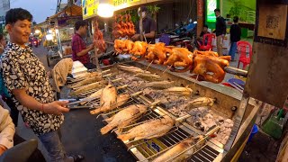 Amzazing Cambodian street food - So Yummy Plenty food, Chicken, Fish, Pork, Khmer Cake & More
