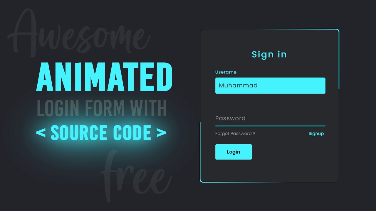 Form CSS animation. Login animation. Htlm