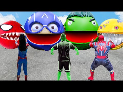 Video Pacman in real life Transformation VS Super Girl,... - youtube