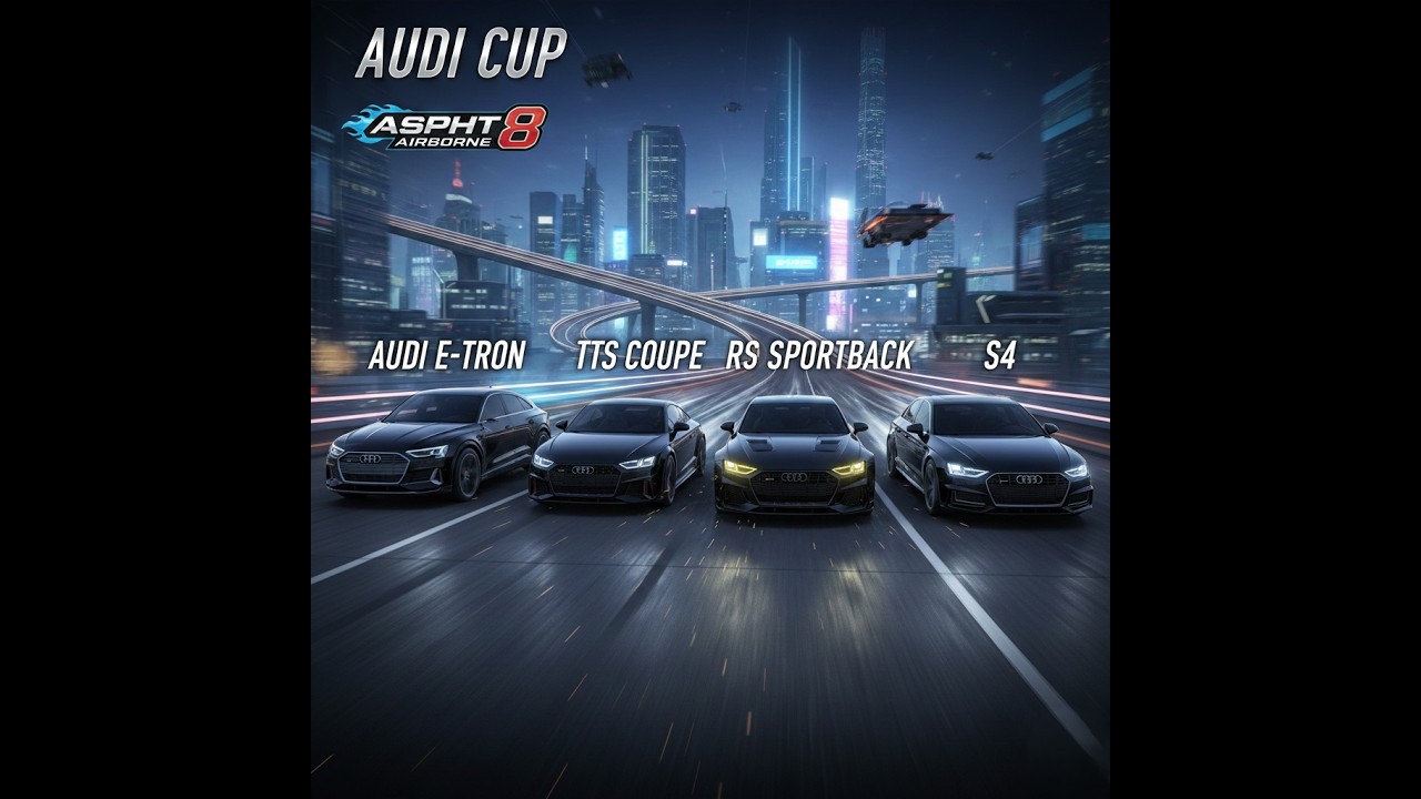 Asphalt 8 Airborne  audi cup all audi cars • Audi e-tron• Audi TTS Coupe• Audi RS Sportback• Audi S4