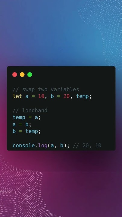 JavaScript Shortcuts - Swap Two Variables - YouTube