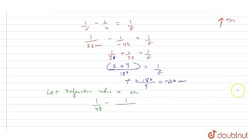 A convex lens is held `45 cm` above the bottom of an empty tank. The image of a point at the bot...