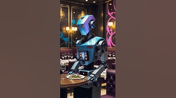 robot waiter at fancy futuristic restaurant #ai #robot #restaurant