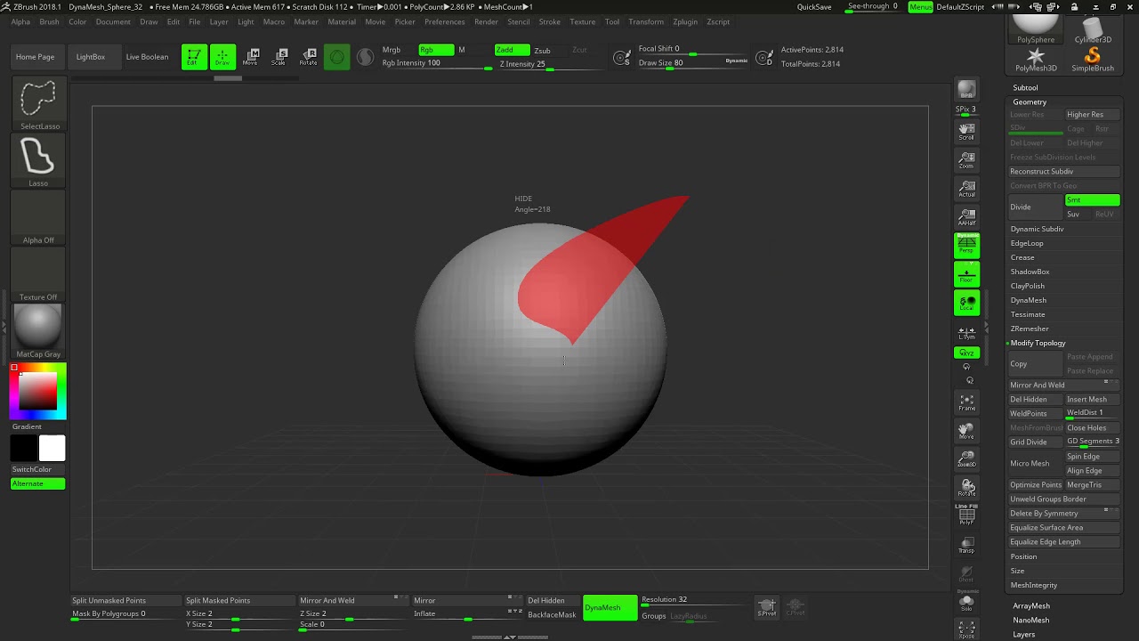 stop masking from affecting opposite side of model zbrush