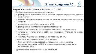 Этапы проекта создания АС «Управление контрактами по ГОЗ» на базе «ПАРУС – Предприятие 8»