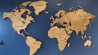Drewniana mapa świata SikorkaNet - bajecznie prosty montaż drewnianej mapy świata