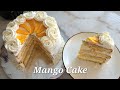 Mango Chiffon Cake Cream Cheese Whipped Cream Frosting And Fresh Mango Layers 