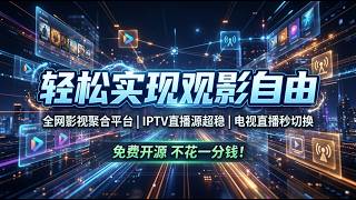 轻松实现观影自由，全网影视聚合平台，IPTV直播源超稳，电视直播秒切换，免费开源不花一分钱！