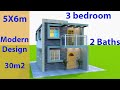 5x6m Modern House Design with 3 Bedrooms (30m2)