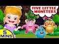 Five Little Monsters Jumping on the Bed - Nursery Rhyme, Number Song