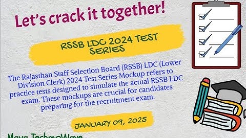 RSSB-LDC 2024 TEST SERIES MS-WORD & EXCEL  09 JANUARY 2025