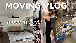 MOVING VLOG #3: move in day!!!!, ikea shopping, unpacking & decorating