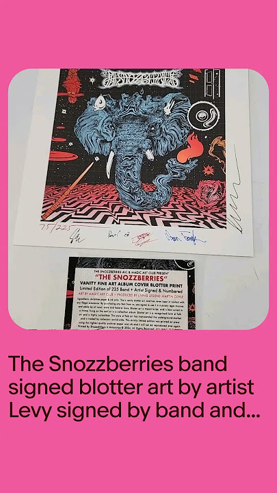 The Snozzberries band signed blotter art by artist Levy signed by band and Levy