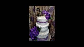 THREE TIER WEDDING CAKE FOR MOISES AND NIKKI 💜💜 #purplemotiff #weddingcake