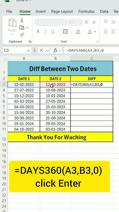 Difference between Dates in Excel | Calculate Days between two dates # ...