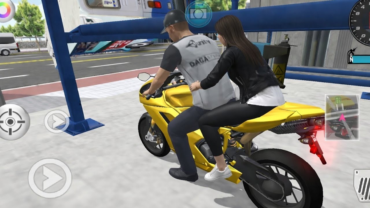 Yellow Super Bike Revs Out of Auto Repair Shop – Full Speed Action!_3D Driving Class Simulator 