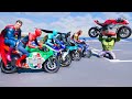 SUPERHEROES AND MOTORCYCLE WITH SPIDERMAN - LEGO CAR BRIDGE CHALLENGE