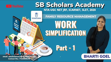 Work Simplification Part-1 || FRM || UGC NET JRF HOME SCIENCE 2020 || Paper-2 || SB Scholars Academy