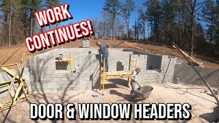 Door & Window Headers| Couple Builds Block Basement for Cabin In The Woods