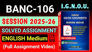 BANC 106 Solved Assignment 2025-26 English, BANC 106 Solved Assignment 25-26, BANC-106 Assignment