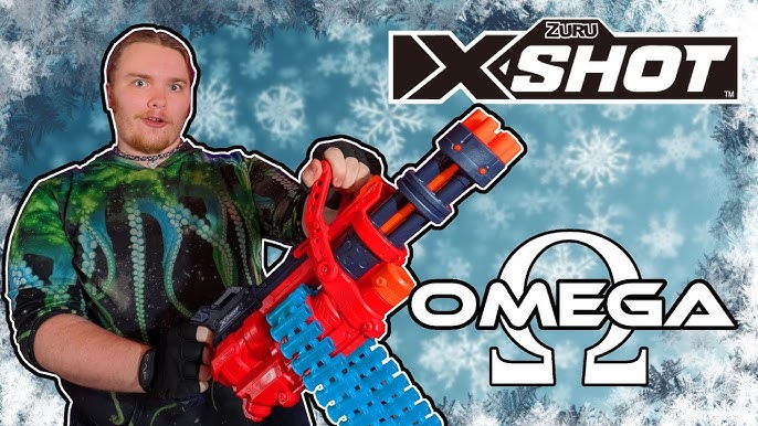  Excel Omega (6 Shooting Targets + 98 Darts) by ZURU, X-Shot Red  Foam Dart Toy Blaster, Automatic Rotating Belt, Slam Fire, Toys for Kids,  Teens, Adults (Red) : Toys & Games