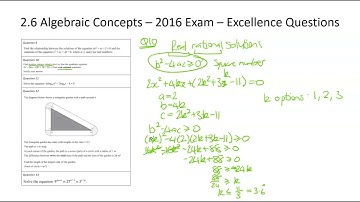 2.6 Algebraic Concepts (AS91261) - 2016 - Excellence only