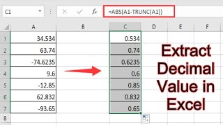 How to Extract a Decimal Value in Excel - ms excel-extract decimal values in excel