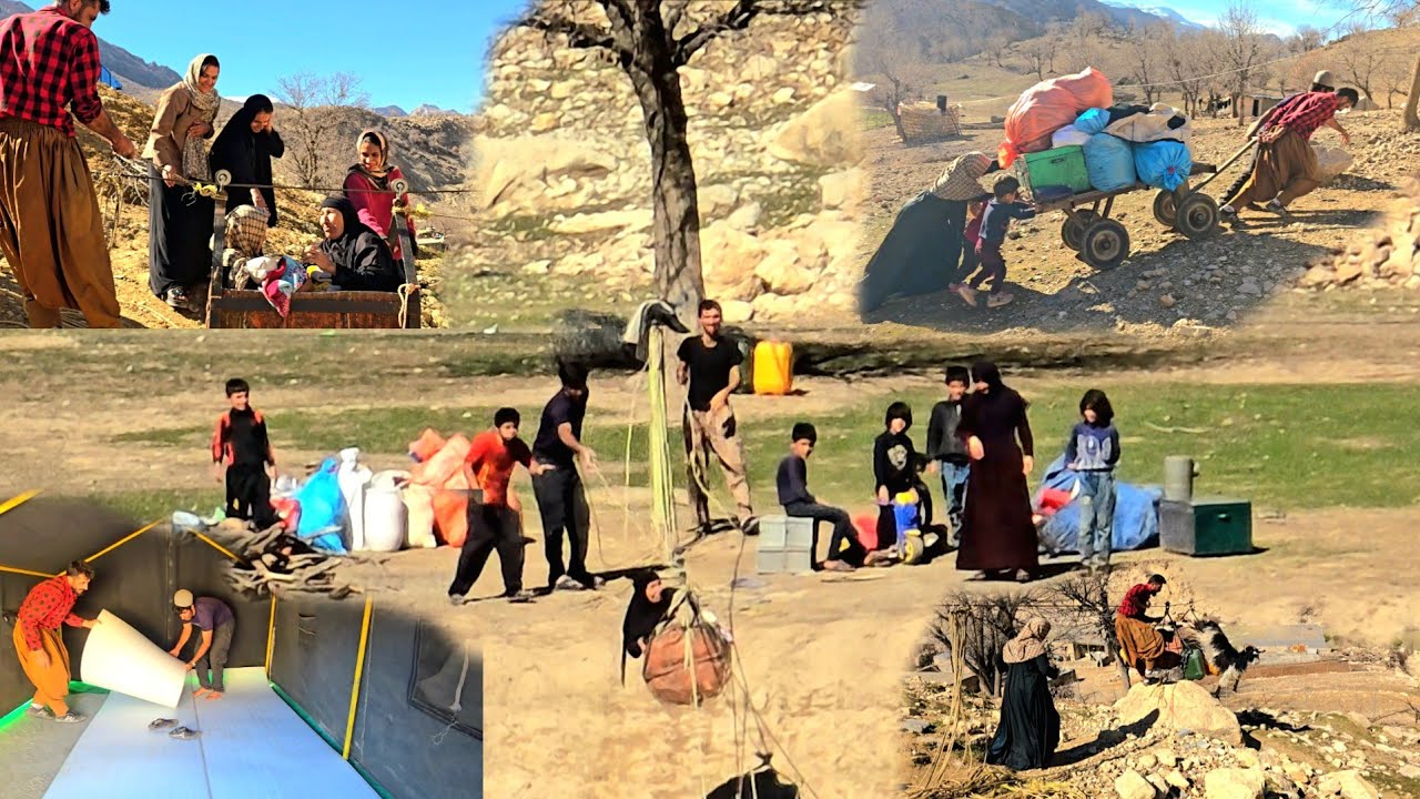Nomadic Life Journey | Daryoush Family Crossing the River & Setting Up a Traditional Tent 🏕️🌊