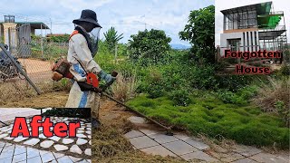 Forgotten House: Mowing Grass & Yard Cleanup with Rudimentary Tools  ASMR