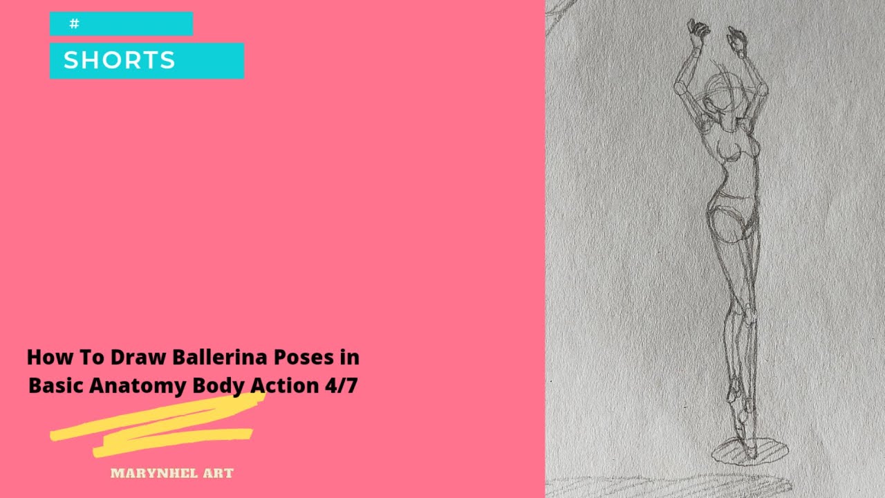 How To Draw Ballerina Poses in Basic Anatomy Body Action 4/7 #shorts #howtodraw