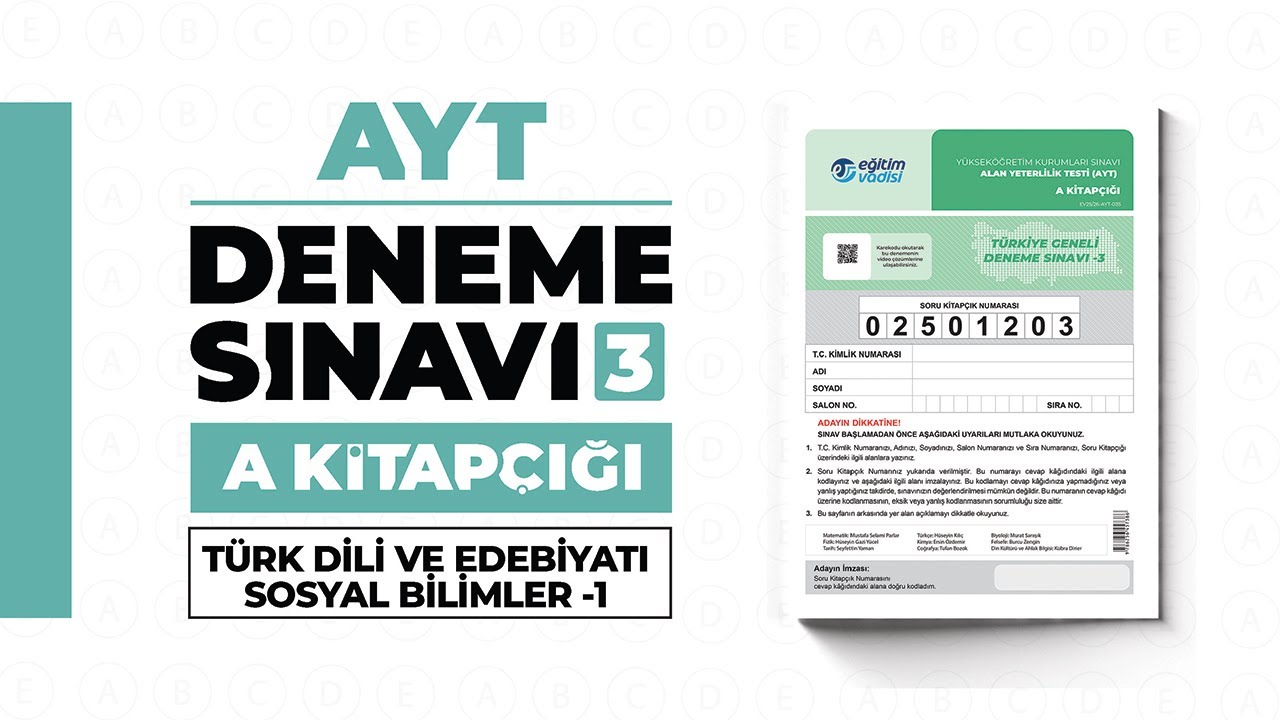 Eğitim Vadisi Yayınları AYT 3 A Kitapçığı Türk Dili Ve Edebiyatı Sosyal Bilimler 01 Soru Çözümleri