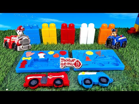 Видео: Развивающий пластилин: Лепим пожарную и полицейскую машинку для щенков из Щенячьего Патруля