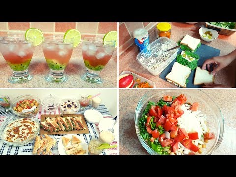 My 60 minute iftar routine- Refreshing drink (Kiwi Spritzer), Date Milkshake, Chana Chat, sandwiches