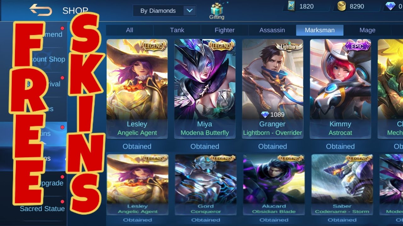 How to easily unlock all the skins in mobile legends || New Update