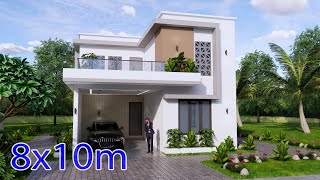 Free House Plans 8x10 Meter House Design 26x33 Feet 3 Bedrooms 3 Bathrooms