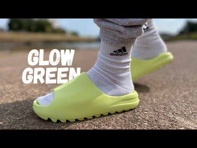 WTF Did They Do To These?! Yeezy Slide Glow Green Review & On Foot ...