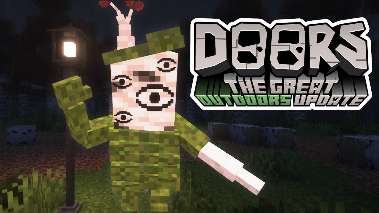 Eyestalk chase in a MINECRAFT map | The Great Outdoors Update | Play Test 4 #doors #minecraft