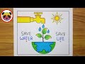 World water day poster drawing  save water save life drawing  save water save earth drawing easy