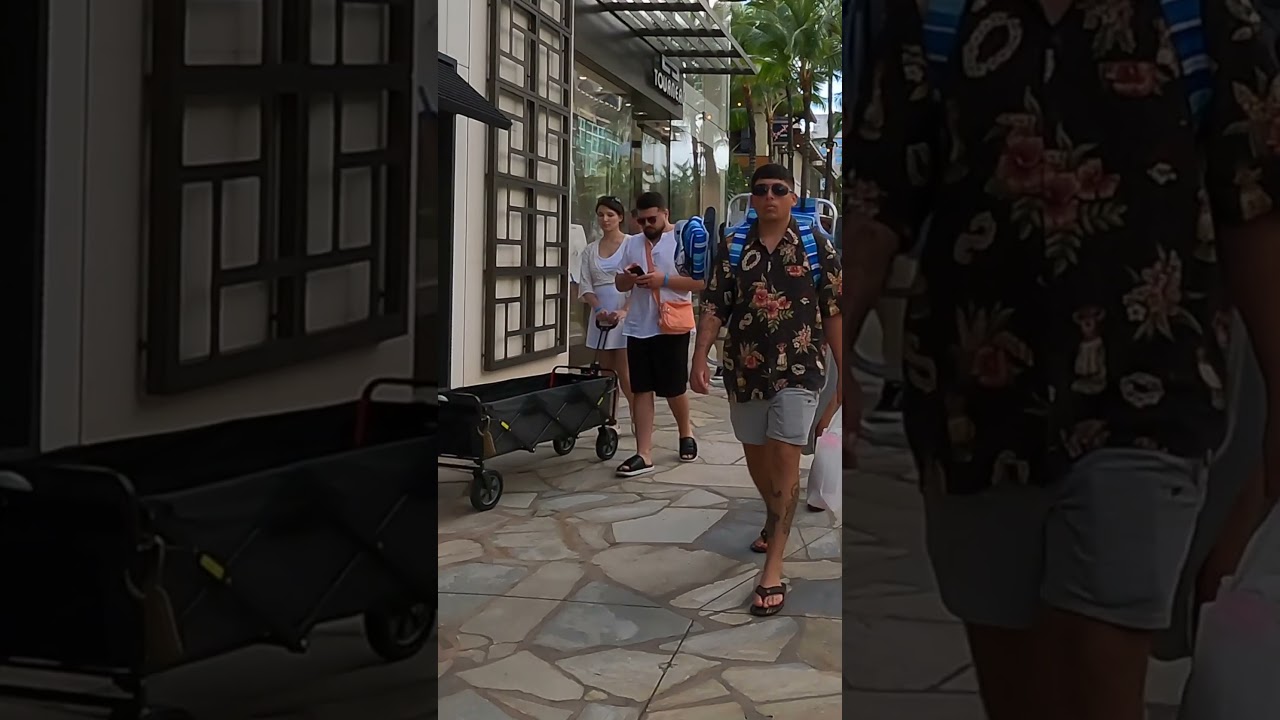 People walking at the Royal Hawaiian Center in Waikiki, Hawaii
