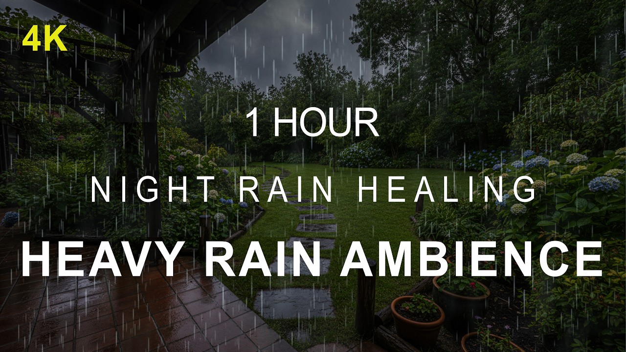 ⛈️ Heavy Rain in the Large Garden | Sleep in Minutes Tonight | 1 Hour