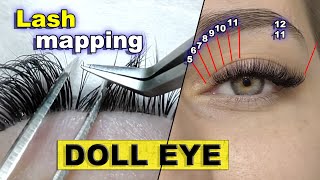 DOLL EYE MAPPING / Online eyelash extensions training / Volume lash extensions 2D